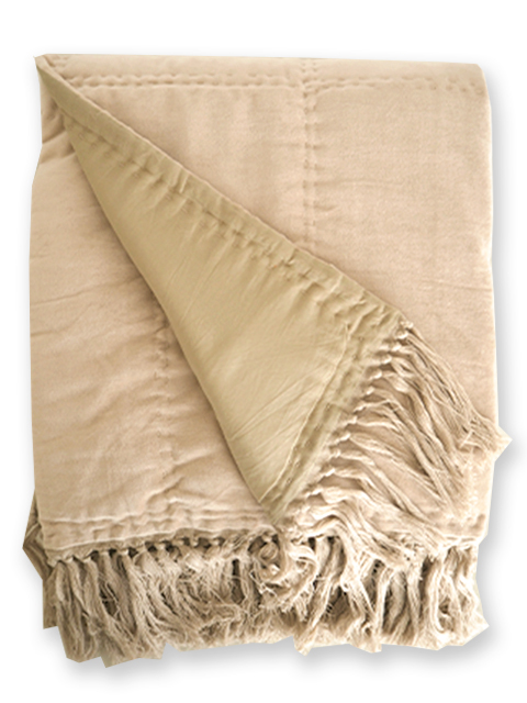 【フランス直輸入】『お値引き10%OFF』オンフィル ダンディエンヌ en fil d'Indienne キルト マルチカバー BOHO Sable（W140xH250cm）