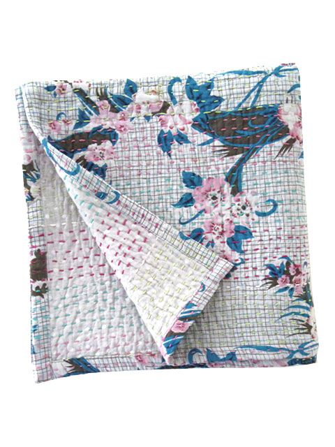 【フランス直輸入】『訳あり商品5%OFF』オンフィル ダンディエンヌ En fil d'Indienne キルト マルチカバー Hibiscus （W160xH160cm）