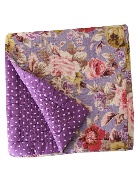 【フランス直輸入】オンフィル ダンディエンヌ En fil d'Indienne キルト マルチカバー Purple Rose Mauve (W160XH160cm）