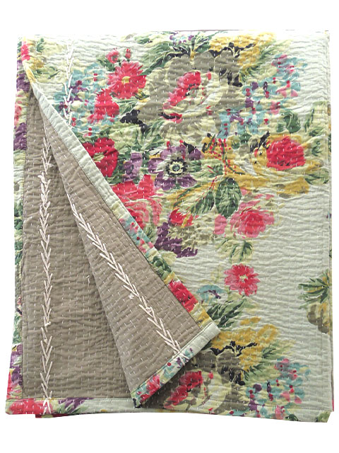 【フランス直輸入】『訳あり商品5%OFF』オンフィル ダンディエンヌ En fil d'Indienne キルト マルチカバー Bouquet （W180xH250cm）