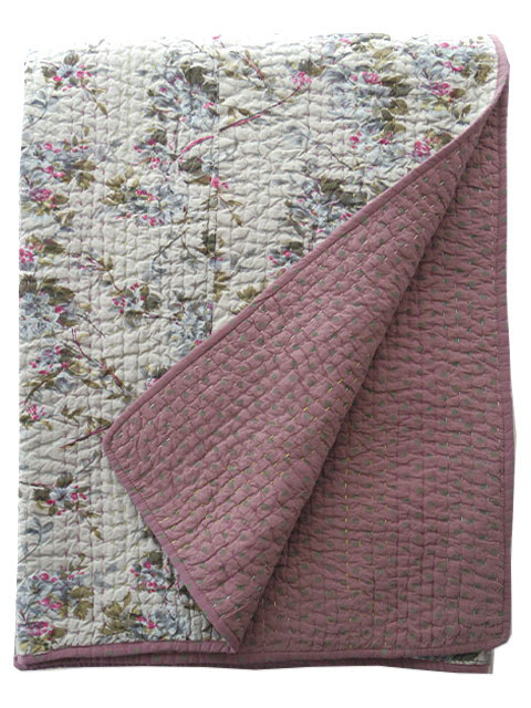 【フランス直輸入】オンフィル ダンディエンヌ En fil d'Indienne キルト マルチカバー  Cherry（W180xH250cm）Type.B