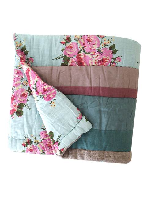 【フランス直輸入】オンフィル ダンディエンヌ En fil d'Indienne キルト マルチカバー Rosy Blue（W90xH200cm）