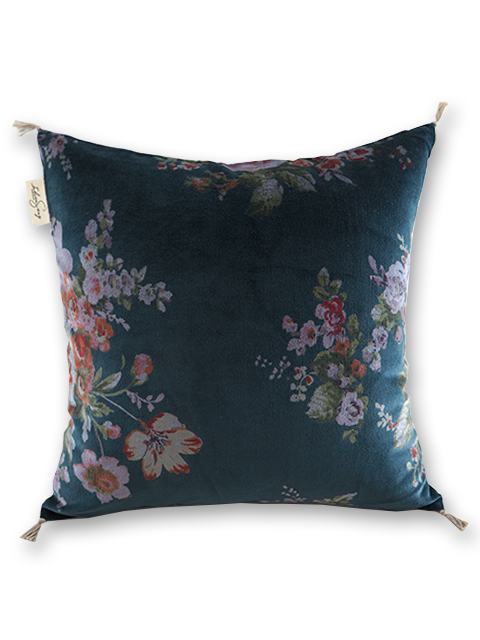 『SALE・セール60%OFF』【フランス直輸入】インディアンソング Indian Song・花柄 ベロア クッションカバー/Bangalore・Canard カナール（W45xH45cm）Type.G