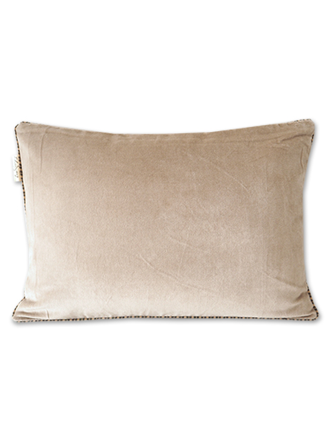 【フランス直輸入】インディアンソング Indian Song ベロア ピロークッションカバー/Namaste・Beige（W50xH35cm）