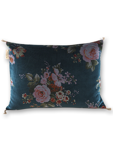『SALE・セール50%OFF』【フランス直輸入】インディアンソング Indian Song・花柄 ベロア ピロークッションカバー/Bangalore・Canard カナール(W55xH40cm)Type.G