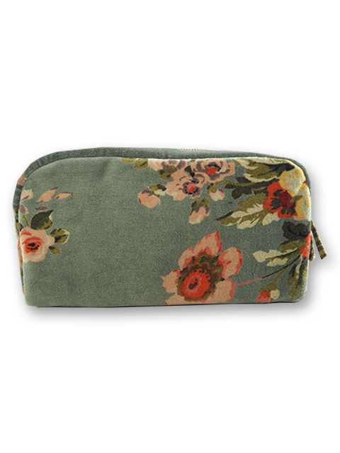 『SALE・セール60%OFF』【フランス直輸入】インディアンソング Indian Song ベロア ポーチ・M1/Bangalore・Celadon（W22xH12cmxマチ7cm）Type.A