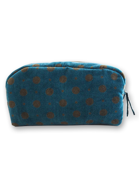 『SALE・セール50%OFF』【フランス直輸入】インディアンソング Indian Song ベロア ポーチ・M1/Mumbai・Teal(W21.5xH11.5xマチ7cm)Type.B