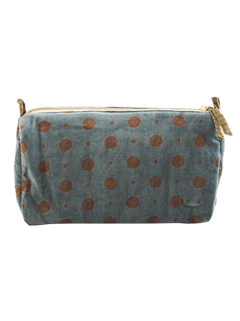 『SALE・セール60%OFF』「訳ありお値引き5%OFF」（合計65%OFF）【フランス直輸入】インディアンソング Indian Song ベロア ポーチ・M2/Mumbai・Olive（W21xH13xマチ9cm）Type.B