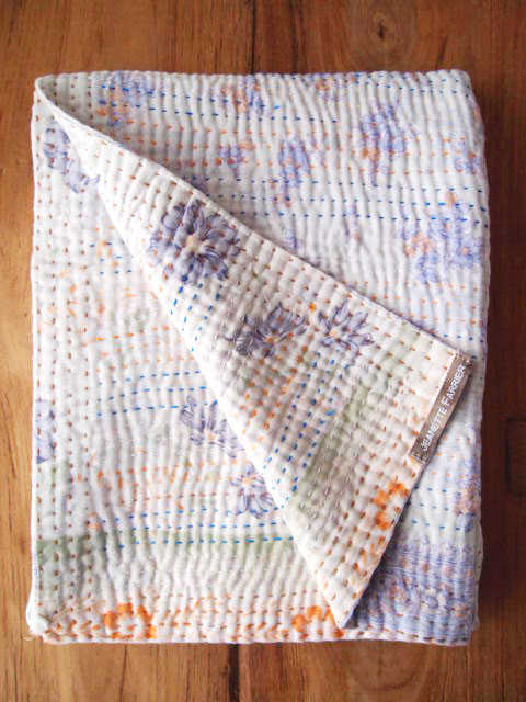 【イギリス直輸入】Jeanette Farrier  Baby Vintage Kantha ジャネット ファリア・ベビーブランケット ヴィンテージ カンタ キルト・08