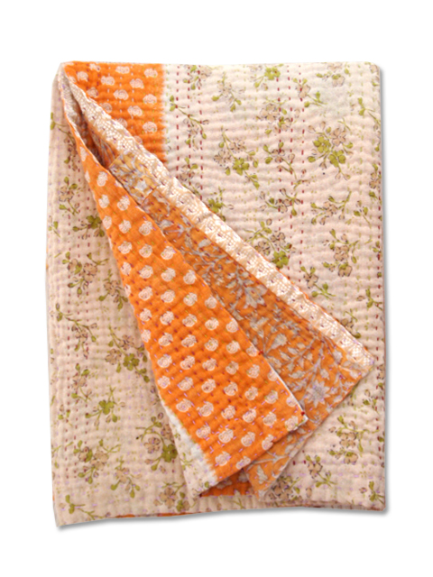 【イギリス直輸入】Jeanette Farrier  Baby Vintage Kantha ジャネット ファリア・ベビーブランケット ヴィンテージ カンタ キルト・012