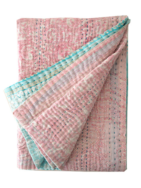 【イギリス直輸入】ジャネット ファリア ヴィンテージカンタ ラリーキルト ベビーブランケット Jeanette Farrier Vintage Kantha Baby Blanket・Type.P