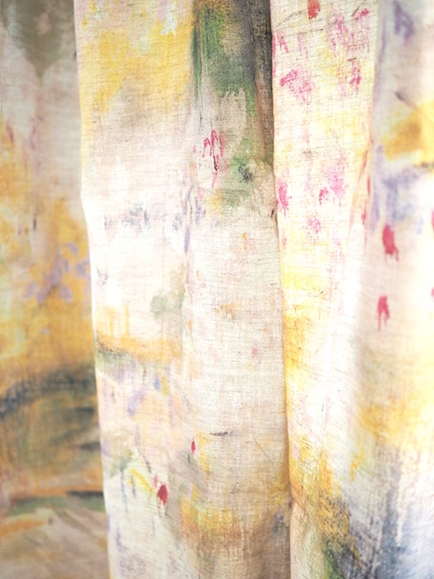 【フランス直輸入】メゾン レヴィ Maison Levy リネンカーテン マルチクロス　Curtain Linen・JAUNE（W143xH200cm・1枚）