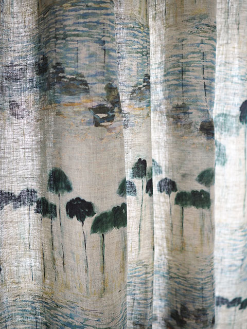【フランス直輸入】メゾン レヴィ Maison Levy リネンカーテン マルチクロス　Curtain Linen・REFLEJOS AGUA（W143xH200cm・1枚）