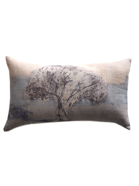 【フランス直輸入】メゾン レヴィ Maison Levy リネンクッションカバー Cushion Cover Linen・EL OLIVO（W50xH30cm・カバーのみ）