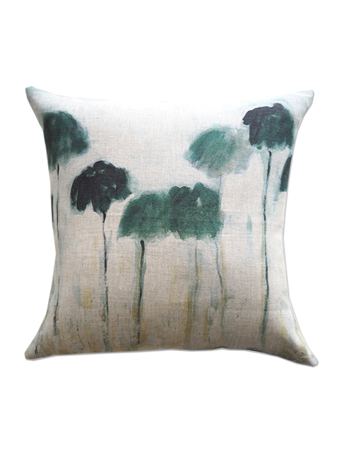【フランス直輸入】メゾン レヴィ Maison Levy リネンクッションカバー Cushion Cover Linen・REFLEJOS PALMIERS（W50xH50cm・カバーのみ）