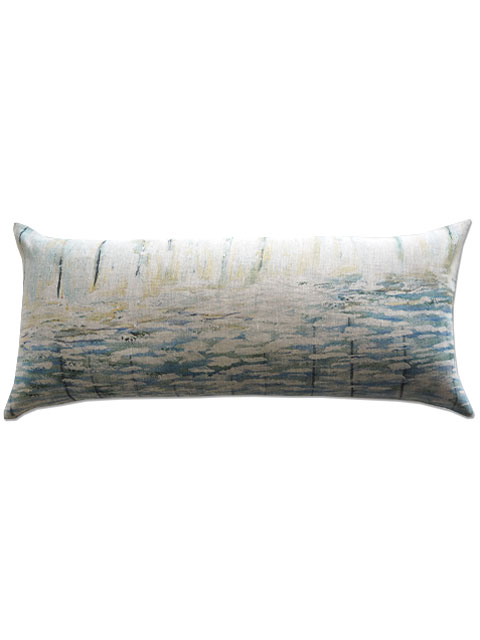 【フランス直輸入】メゾン レヴィ Maison Levy リネンクッションカバー Cushion Cover Linen・AGUA（W70xH32cm・カバーのみ）