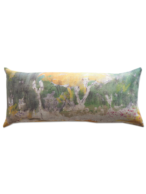 【フランス直輸入】メゾン レヴィ Maison Levy リネンクッションカバー Cushion Cover Linen・LIT DE ROSES（W70xH32cm・カバーのみ）