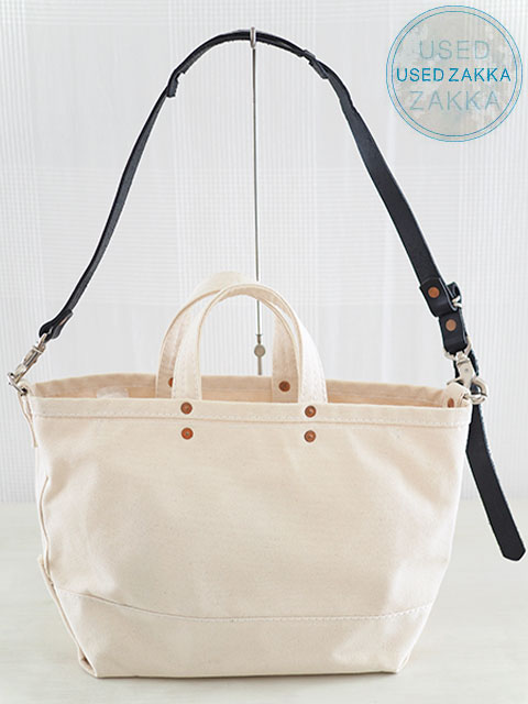 『USED ZAKKA』P.T WORKS & DESIGN・ピーティー ワークス アンド デザイン/TOOL SHOULDER CANVAS（LEATHERSTRAP）・ツール ショルダー キャンバスバッグ（レザーストラップ付き）/Mサイズ