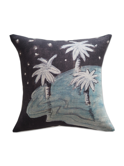【フランス直輸入】メゾン レヴィ Maison Levy リネンクッションカバー Cushion Cover Linen・DARK PALM（W34xH34cm・カバーのみ）