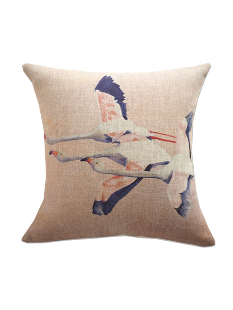【フランス直輸入】メゾン レヴィ Maison Levy リネンクッションカバー Cushion Cover Linen・FLAMINGO ROSE（W34xH34cm・カバーのみ）
