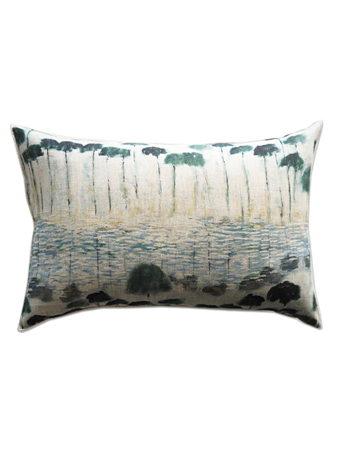 【フランス直輸入】メゾン レヴィ Maison Levy リネンクッションカバー Cushion Cover Linen・REFLEJOS AGUA（W60xH40cm・カバーのみ）Type.A