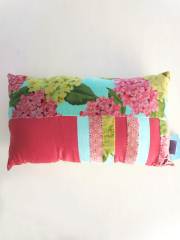 Bagaille バガイユ Pillow Cushion Patchwork  ピロークッション パッチワーク アジサイ（Hydrangea Turquoise）Type.A