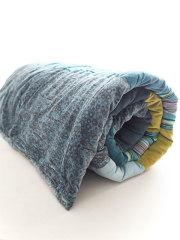 Bagaille バガイユ Quilt Multi Cover Patchwork キルト マルチカバー パッチワーク・フルーレット ティール ブルー（Fleurette Teal Blue/150x220cm）