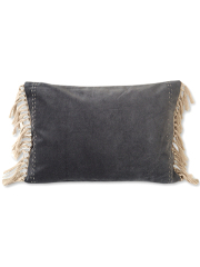 【フランス直輸入】オンフィル ダンディエンヌ en fil d'Indienne ピロークッションカバー BOHO Anthracite（W50xH35cm/カバーのみ）