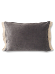 【フランス直輸入】オンフィル ダンディエンヌ en fil d'Indienne ピロークッションカバー Medicis Anthracite（W50xH35cm/Type.B）（カバーのみ）