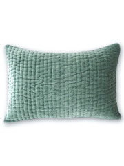 【フランス直輸入】オンフィル ダンディエンヌ en fil d'Indienne ピロークッションカバー Vague Celadon（W45xH30cm・カバーのみ）