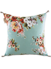 【フランス直輸入】インディアンソング Indian Song・花柄 コットン クッションカバー/Bangalore ete・Celadon セラドン（W45xH45cm）Type.C