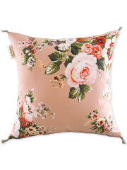 【フランス直輸入】インディアンソング Indian Song・花柄 コットン クッションカバー/Bangalore ete・Rose Poudre ローズプードル（W45xH45cm）Type.A