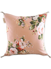 【フランス直輸入】インディアンソング Indian Song・花柄 コットン クッションカバー/Bangalore ete・Rose Poudre ローズプードル（W45xH45cm）Type.C
