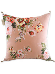 【フランス直輸入】「訳ありお値引き3%OFF」インディアンソング・花柄 コットン クッションカバー/Bangalore ete・Rose Poudre ローズプードル(W45xH45cm）Type.D
