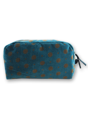 【フランス直輸入】インディアンソング Indian Song ベロア ポーチ・M1/Mumbai・Teal（W21xH12xマチ7cm）Type.A