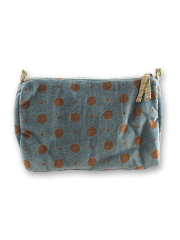 【フランス直輸入】インディアンソング Indian Song ベロア ポーチ・M2/Mumbai・Olive（W20xH13xマチ9cm）Type.A