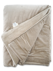 『「訳ありお値引き３％OFF」【フランス直輸入】インディアンソング Indian Song ベロア キルト マルチカバー/Namaste・Beige(W180xH240cm）Type.A
