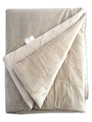 【フランス直輸入】「訳ありお値引き7％OFF」インディアンソング Indian Song ベロア キルト マルチカバー/Namaste・Beige(W180xH240cm）Type.B