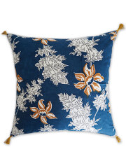 【フランス直輸入】Jamini ジャミニ クッションカバー Cushion-cover・DEVI BLUE（W60xH60cm）（カバーのみ）