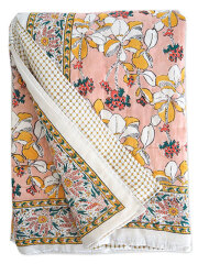 【フランス直輸入】Jamini ジャミニ キルト マルチカバー Quilt Multi-cover・IRIS Pink（W160xH225cm）