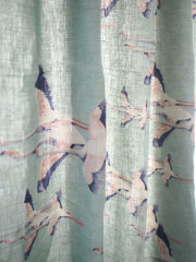 【フランス直輸入】メゾン レヴィ Maison Levy リネンカーテン マルチクロス　Curtain Linen・FLAMINGO VERT DE GRIS（W143xH200cm・1枚）