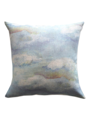 【フランス直輸入】メゾン レヴィ Maison Levy リネンクッションカバー Cushion Cover Linen・NUAGES BLUES（W50xH50cm・カバーのみ）