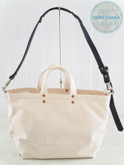 『USED ZAKKA』P.T WORKS & DESIGN・ピーティー ワークス アンド デザイン/TOOL SHOULDER CANVAS（LEATHERSTRAP）・ツール ショルダー キャンバスバッグ（レザーストラップ付き）/Mサイズ
