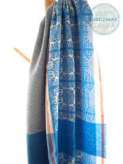 『USED ZAKKA』DEUX THREE ウール製 ミニブランケット ストール/Fauchey/Blue（W67 x H192cm）