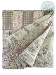 『USED ZAKKA』オンフィル ダンディエンヌ キルト マルチカバー en fil d'Indienne Quilt Multi cover/Pondichery Ecru（W90xH200cm）