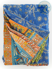 『USED ZAKKA』ジャネット ファリア ヴィンテージカンタ ラリーキルト シングルスロー Jeanette Farrier Vintage Kantha Single Throw（W100xH200cm）