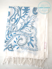 『USED ZAKKA』TARA BLANCA ターラ　ブランカ  コットン製 ストール/刺繍 WHITE