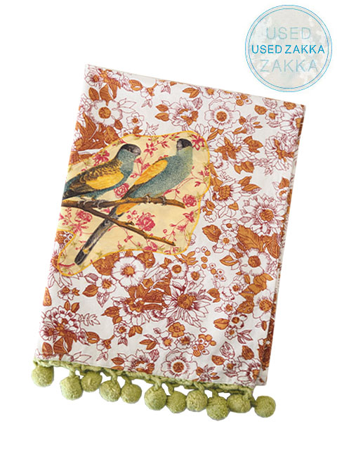 『USED ZAKKA』ANTHROPOLOGIE アンソロポロジー・テーブルリネン TREE DWELLER APPLIQUE BIRDS （W54.5xH73cm）