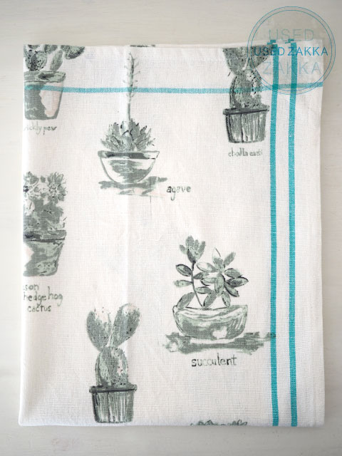 『USED ZAKKA』ANTHROPOLOGIE アンソロポロジー・テーブルリネン CACTUS サボテン （W53xH70cm）