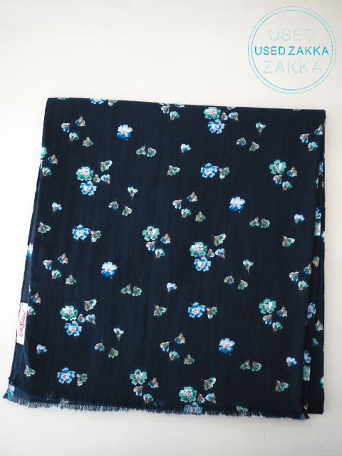 『USED ZAKKA』Cath Kidston キャスキッドソン コットン製 ストール/Flower　Navy